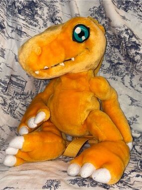 Vintage Digimon Adventure Agumon Plush Backpack 2000 Hongo Toei Animation 15"